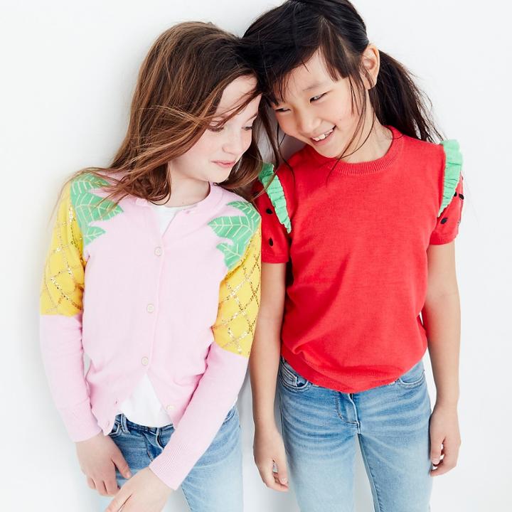J.Crew Girls' pineapple cardigan sweater