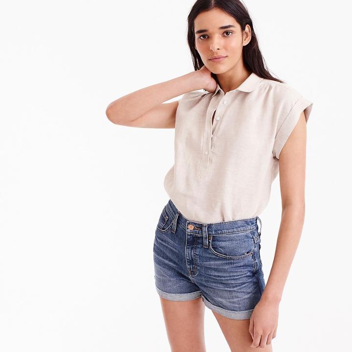J.Crew Collared popover in cross-dyed linen