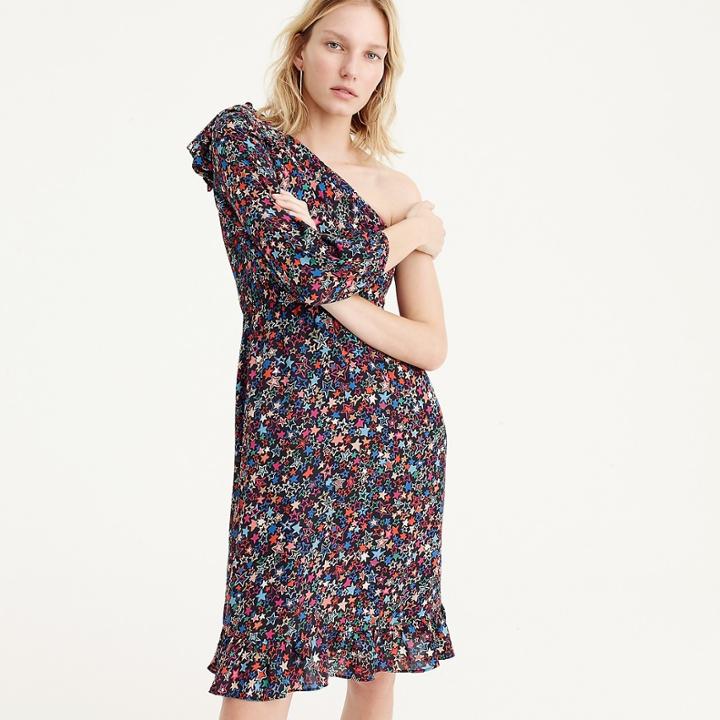 J.Crew One-shoulder dress in kaleidoscope star print