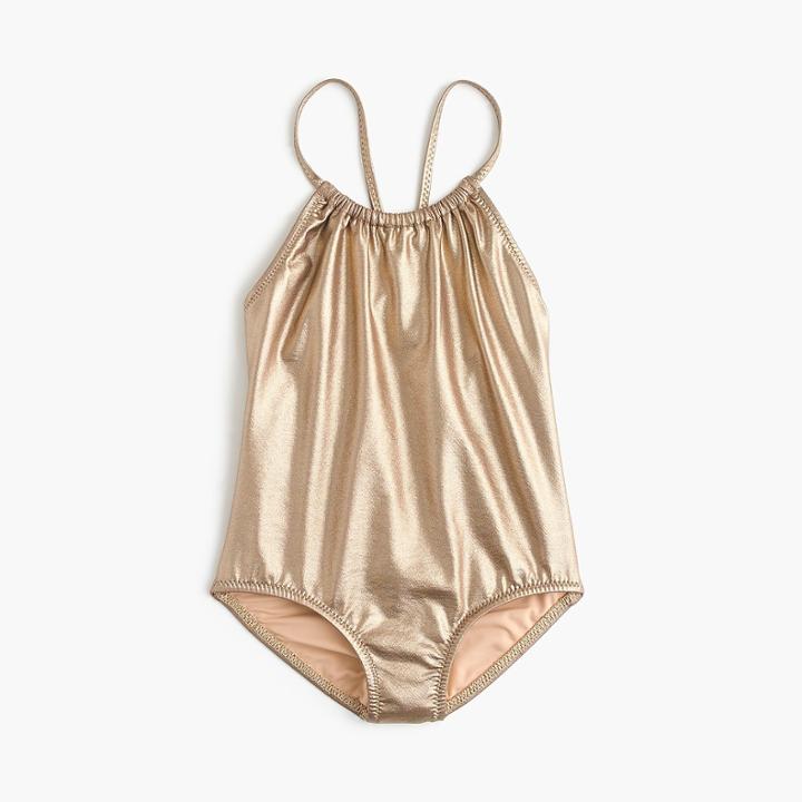 J.Crew Girls' metallic one-piece swimsuit