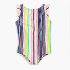 J.Crew Girls' flutter-sleeve one-piece swimsuit in pink stripe
