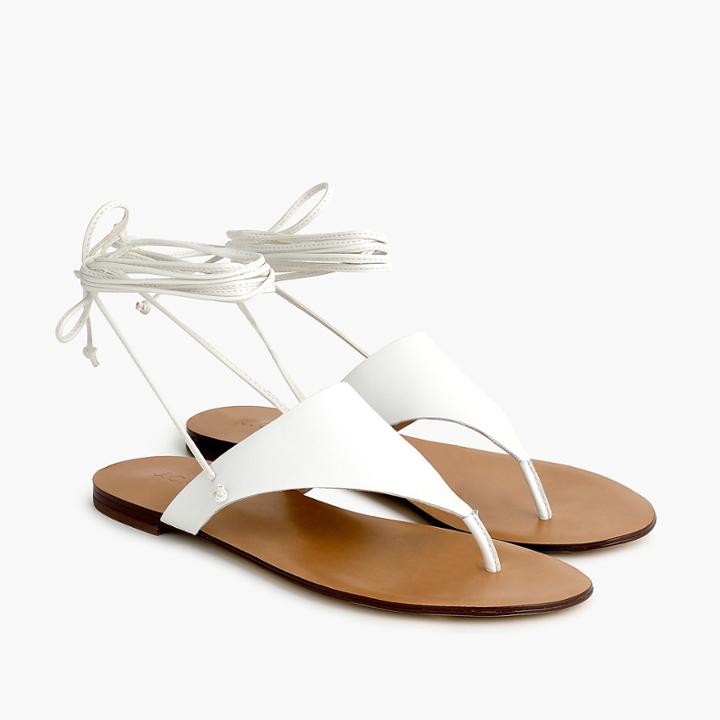J.Crew Ankle-tie thong sandals in leather