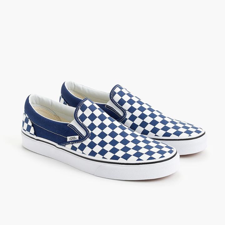 J.Crew Vans slip-on sneakers in blue checkerboard