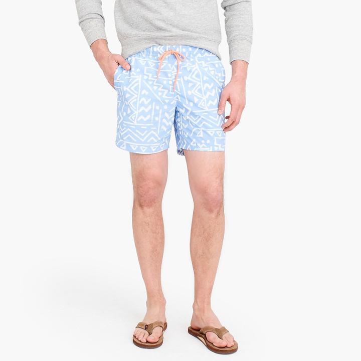 J.Crew 6 swim trunk in sketch print