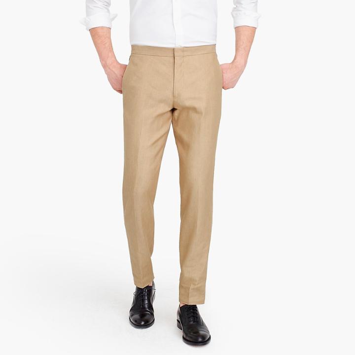 J.Crew Ludlow Slim-fit tuxedo pant in linen-silk