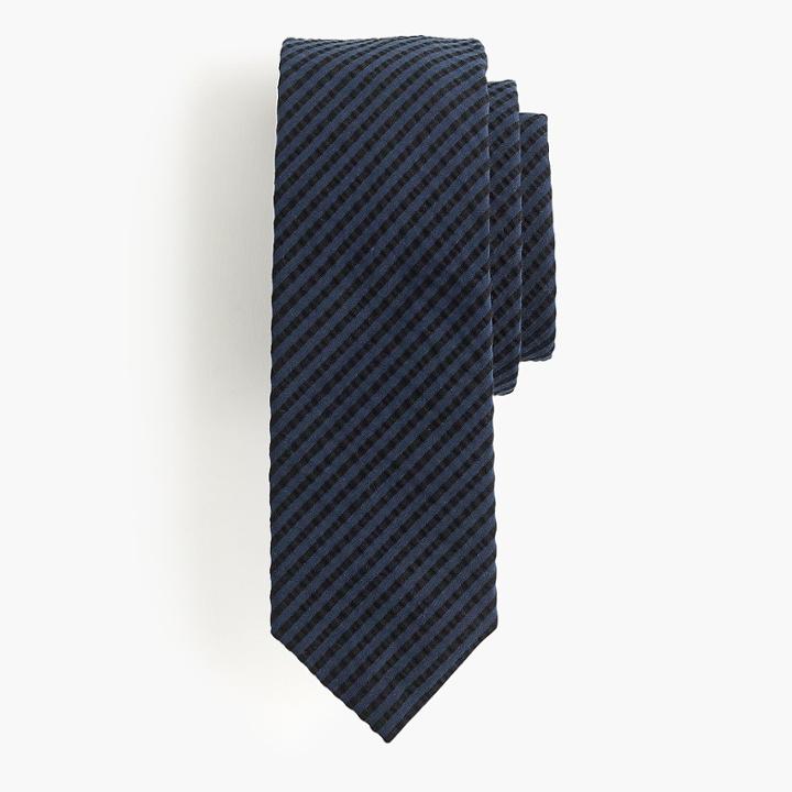 J.Crew Seersucker tie in navy and black stripe