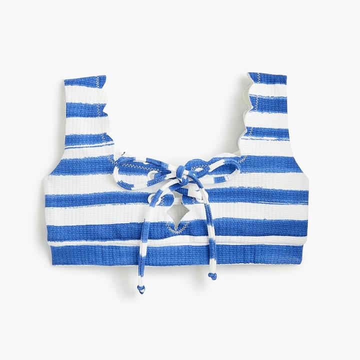 J.Crew Girls' Marysia Bumby Palm Springs lace-up bikini top in stripe