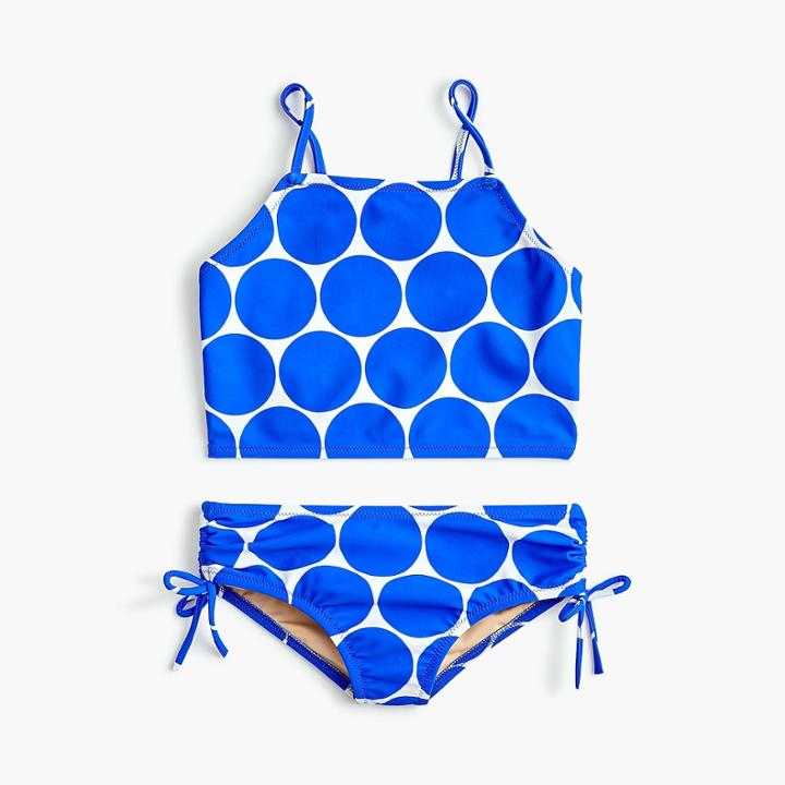J.Crew Girls' cropped tankini set in jumbo dots