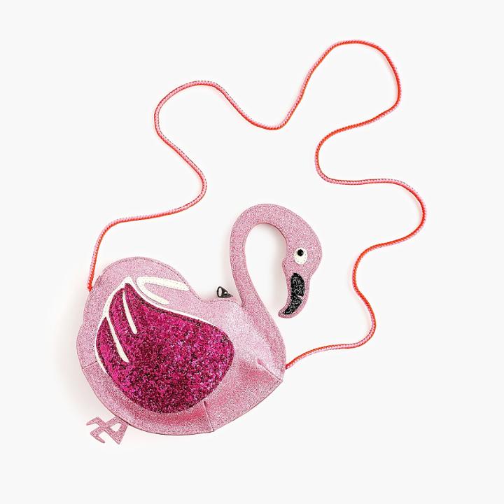 J.Crew Girls' glitter flamingo bag