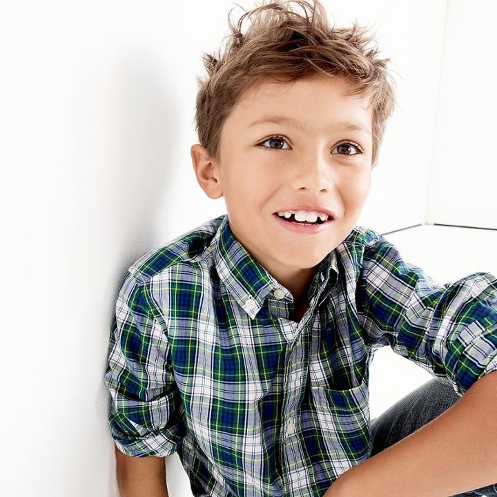 J.Crew Kids' Secret Wash shirt in harbor plaid