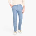 J.Crew Ludlow Slim-fit unstructured suit pant in blue herringbone cotton-linen