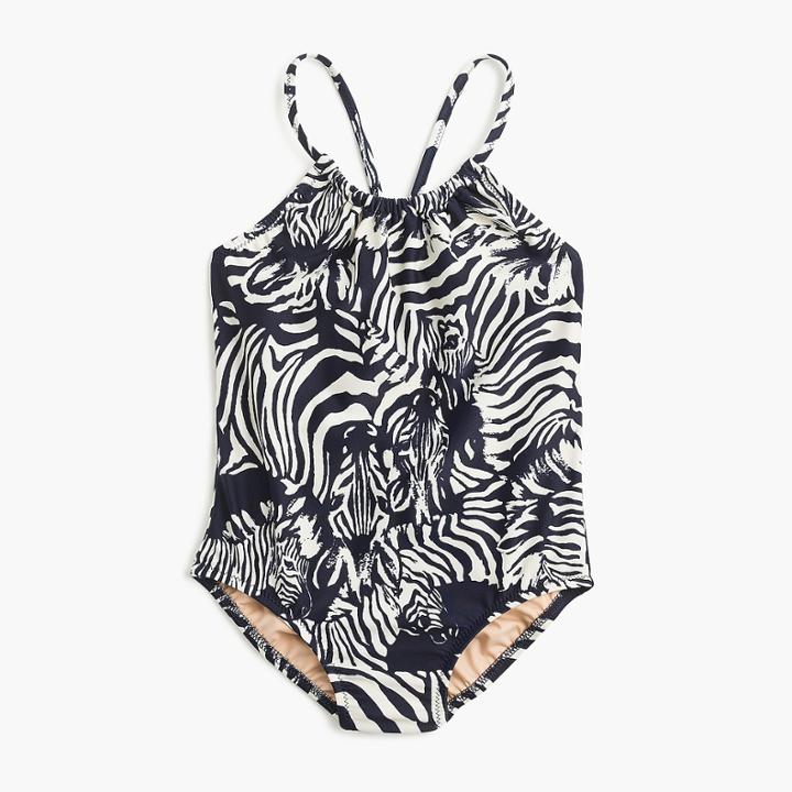 J.Crew Girls' one-piece swimsuit in Ratti zebra print