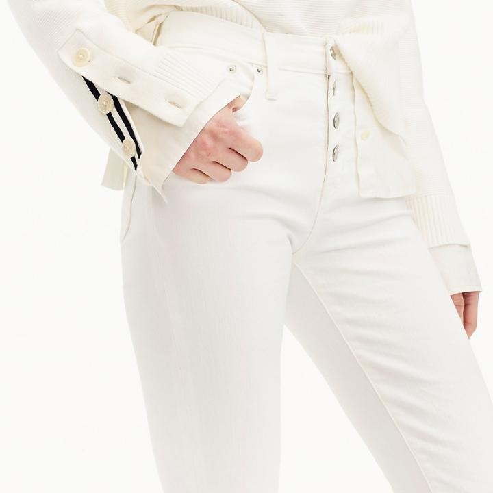 J.Crew 9 high-rise toothpick jean in white with button fly