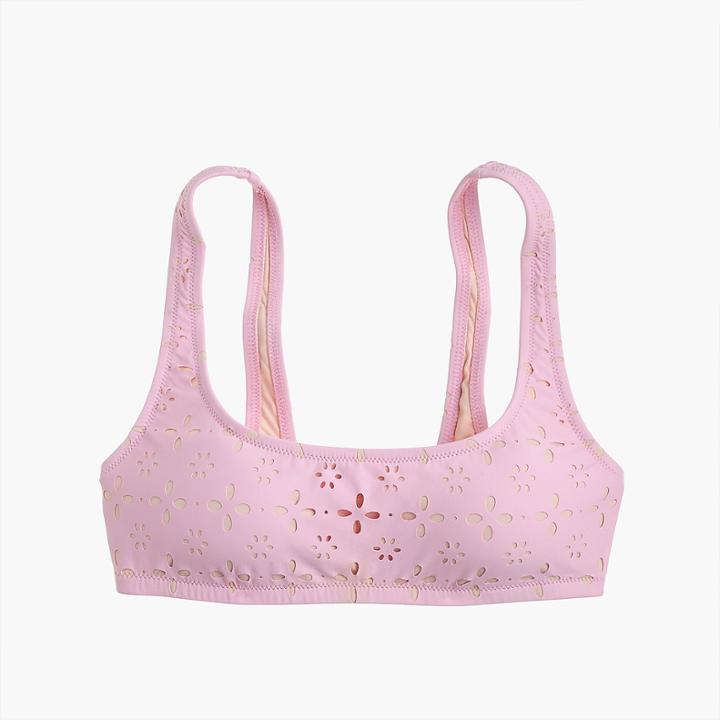 J.Crew Scoop bikini top in laser-cut eyelet
