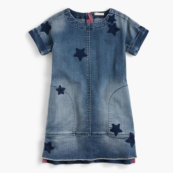 J.Crew Girls' denim dress in star print