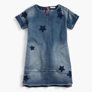 J.Crew Girls' denim dress in star print