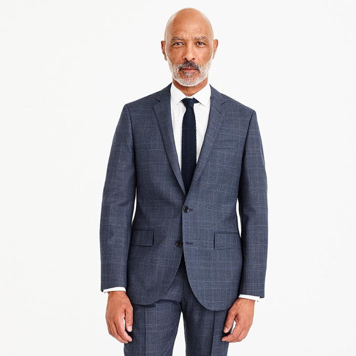 J.Crew Ludlow Slim-fit suit jacket in blue glen plaid American wool
