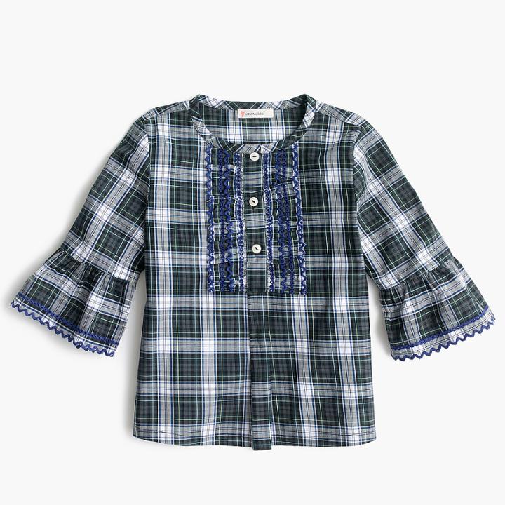 J.Crew Girls' ruffle-sleeved popover