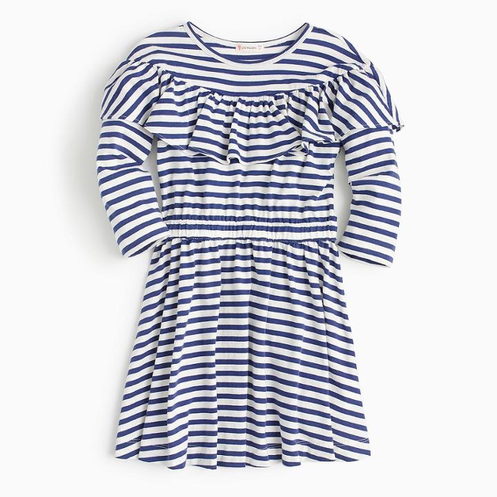 J.Crew Girls' ruffle-trimmed striped dress