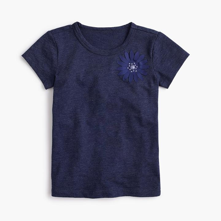J.Crew Girls' embellished flower T-shirt