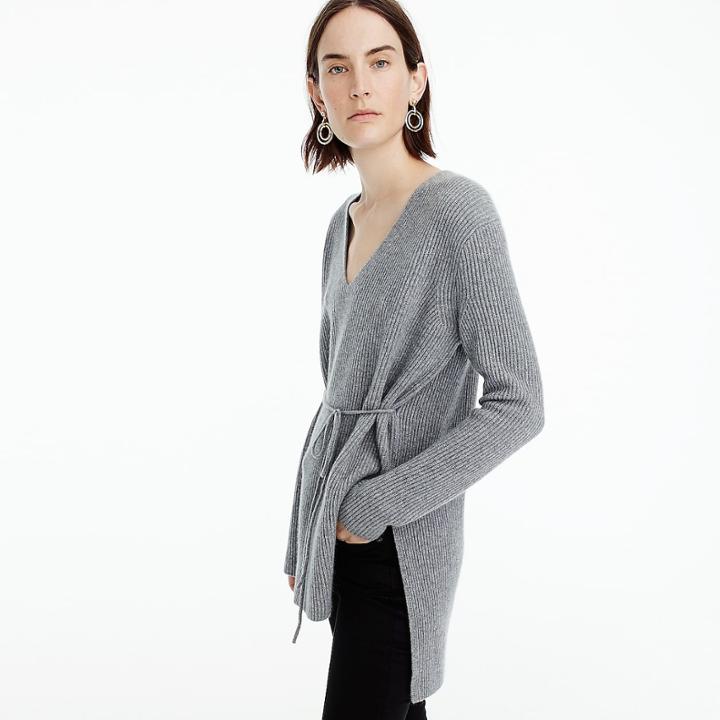 J.Crew Ribbed V-neck tunic in everyday cashmere