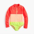 J.Crew Girls' long-sleeve one-piece swimsuit in neon colorblock