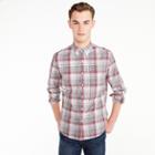 J.Crew Stretch Secret Wash shirt in heather poplin grey and red plaid