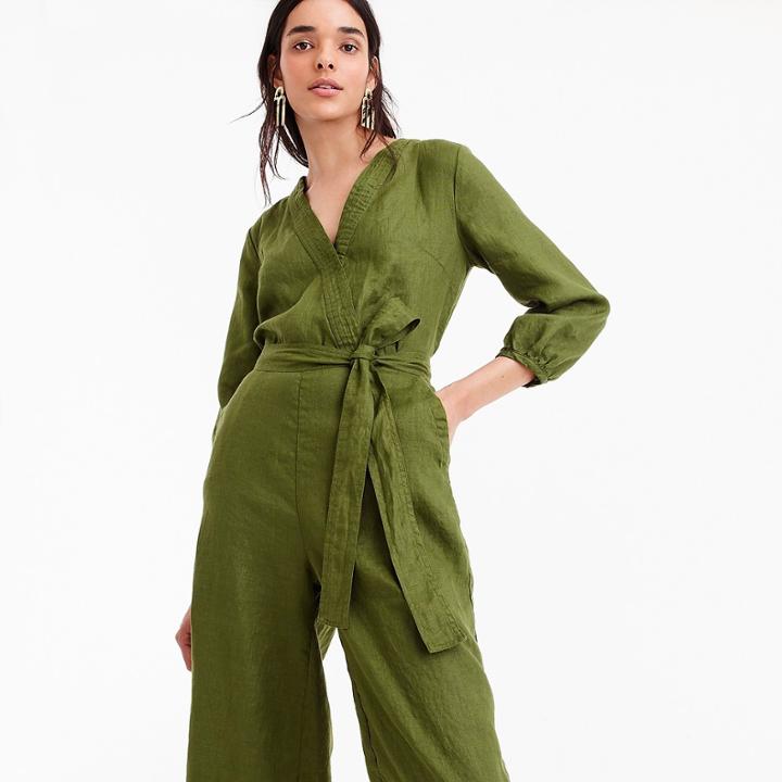 J.Crew Point Sur linen wrap jumpsuit