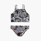J.Crew Girls' cropped tankini set in Ratti zebra print