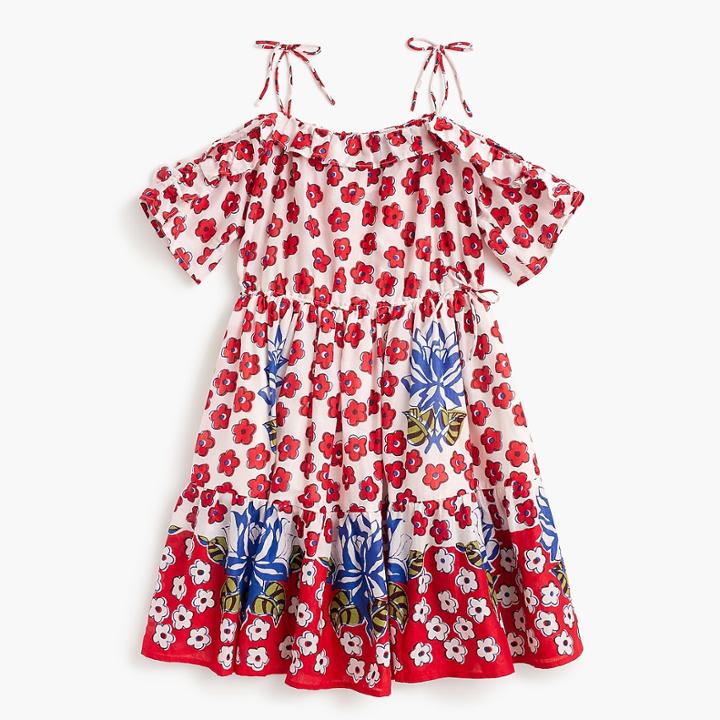 J.Crew Girls' tie-shoulder dress in red floral