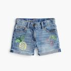 J.Crew Girls' denim short with embroidered fruits