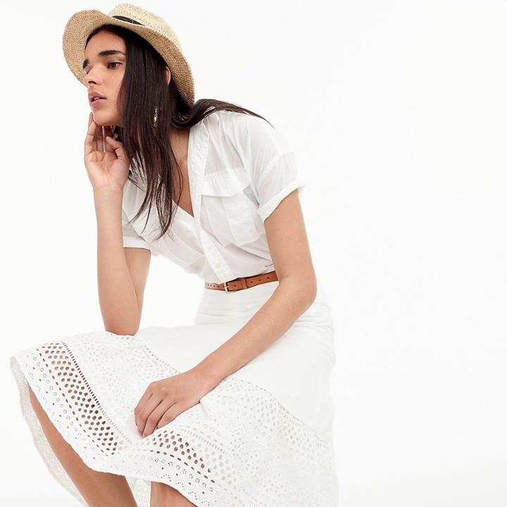 J.Crew Point Sur tiered skirt in mixed eyelet