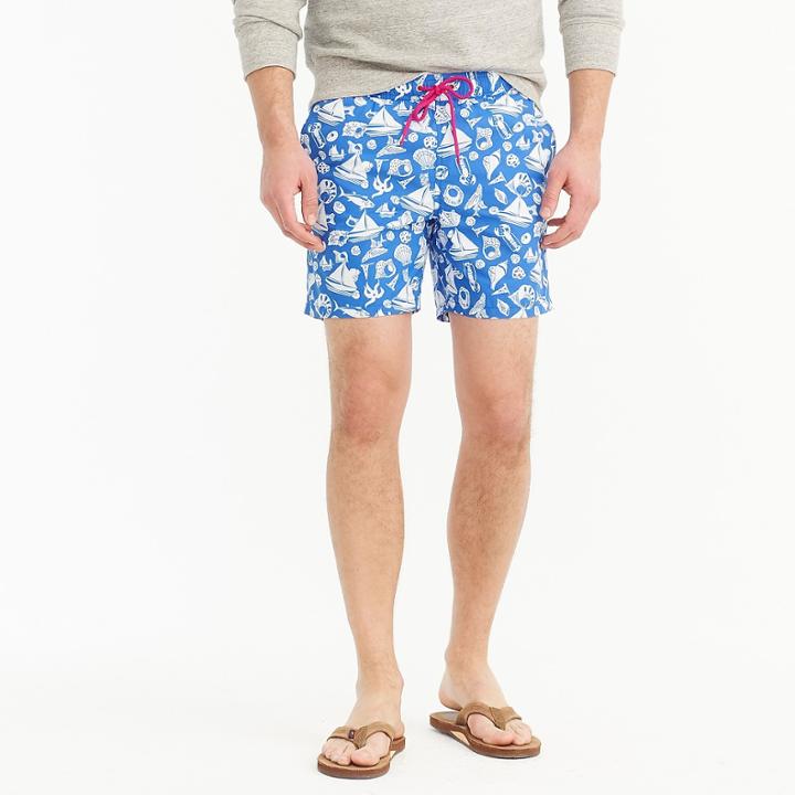 J.Crew 6 swim trunk in seaside print