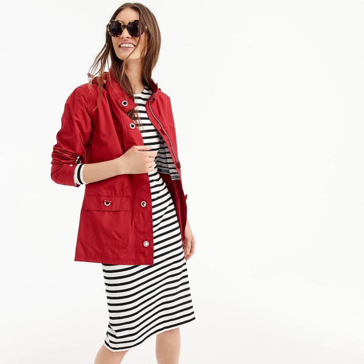 J.Crew Armor-Lux for J.Crew raincoat with striped lining