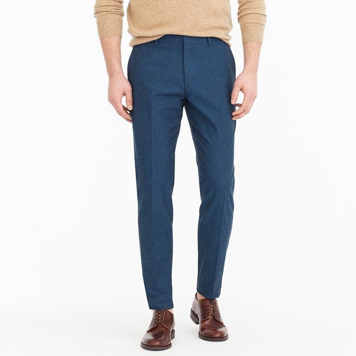 J.Crew Ludlow Slim-fit unstructured suit pant in blue cotton-linen
