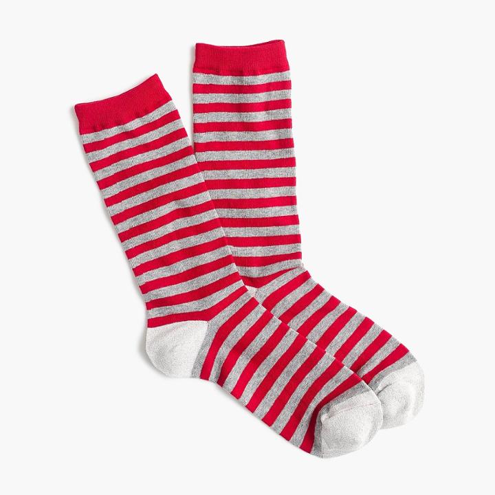 J.Crew Striped trouser socks in Lurex