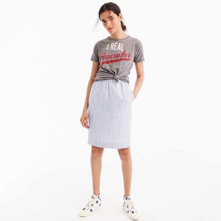 J.Crew Pull-on linen skirt in stripe