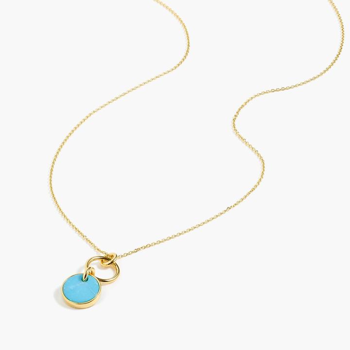 J.Crew Demi-fine 14k gold-plated turquoise pendant necklace