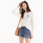 J.Crew Crewneck pullover sweater with embroidered palm leaf