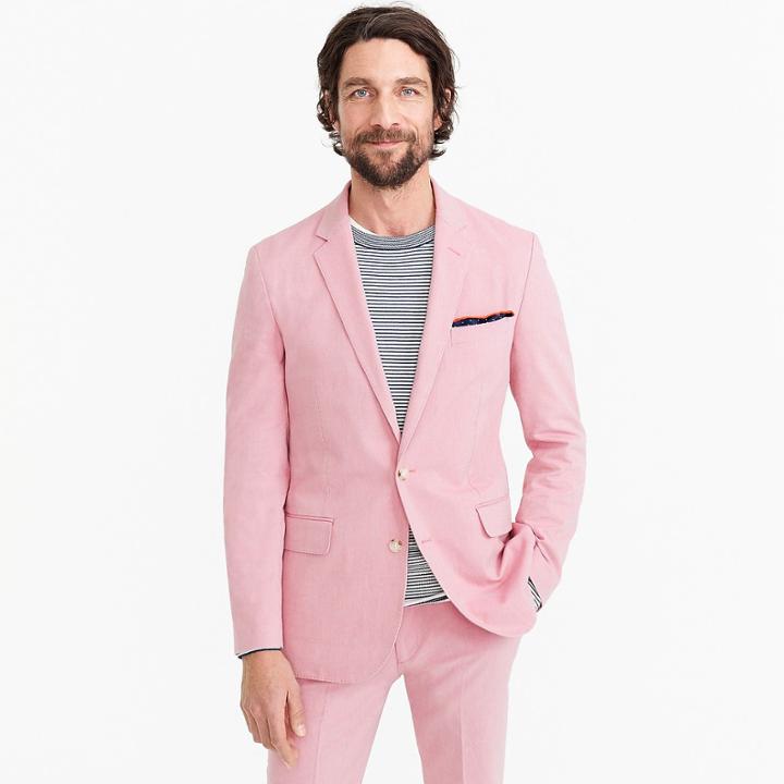 J.Crew Ludlow Slim-fit suit jacket in pink Italian cotton oxford