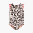 J.Crew Girls' flutter-sleeve one-piece swimsuit in leopard