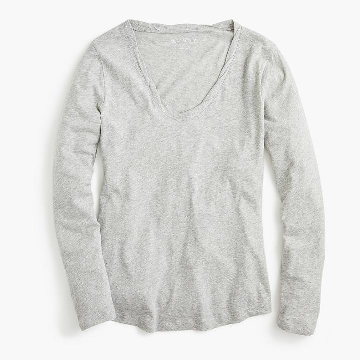 J.Crew Slim J.Crew Mercantile Broken-in long-sleeve T-shirt in heather grey
