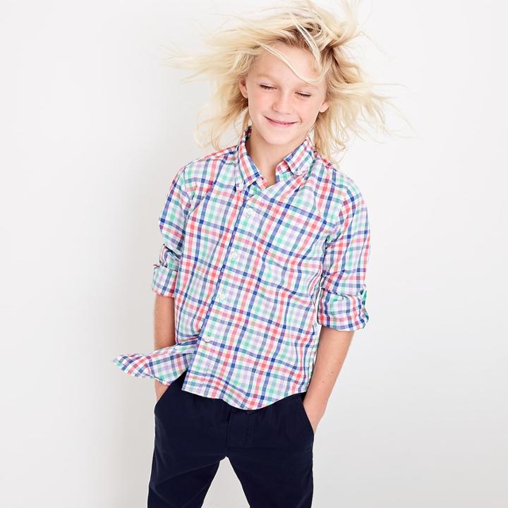 J.Crew Kids' Secret Wash shirt in rainbow plaid