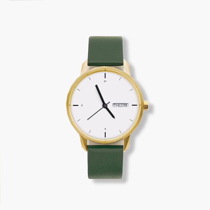 J.Crew Tinker 38mm gold-toned watch with green strap