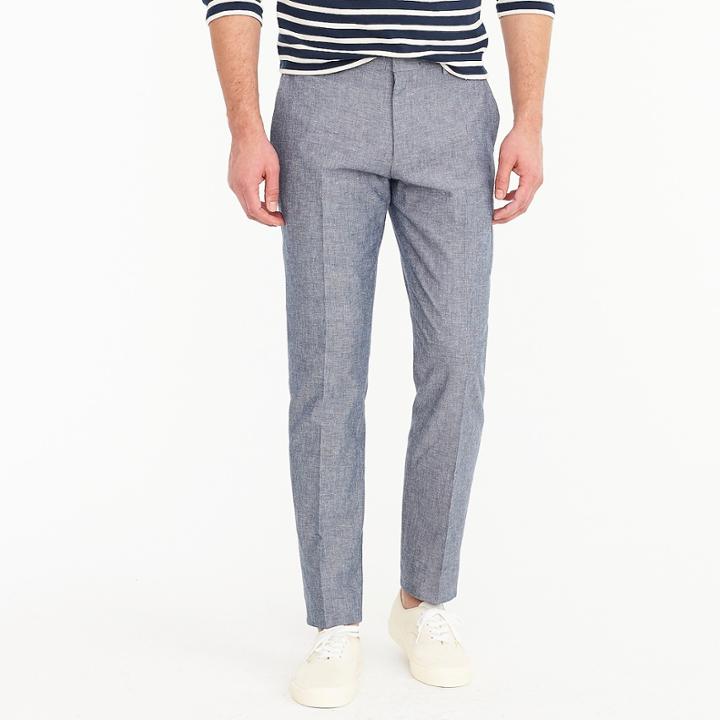 J.Crew Ludlow Slim-fit unstructured suit pant in cotton-linen
