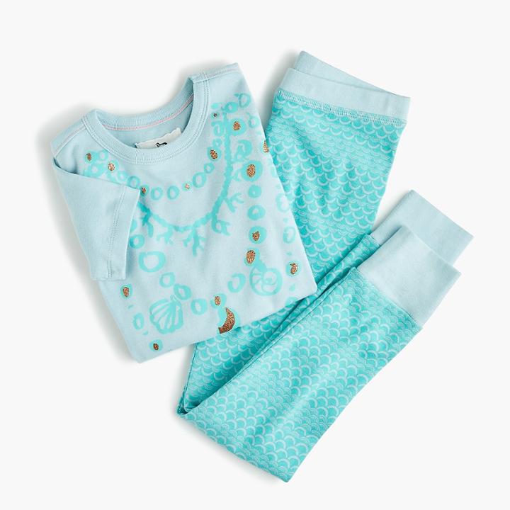 J.Crew Girls' short-sleeve pajama set in mermaid print