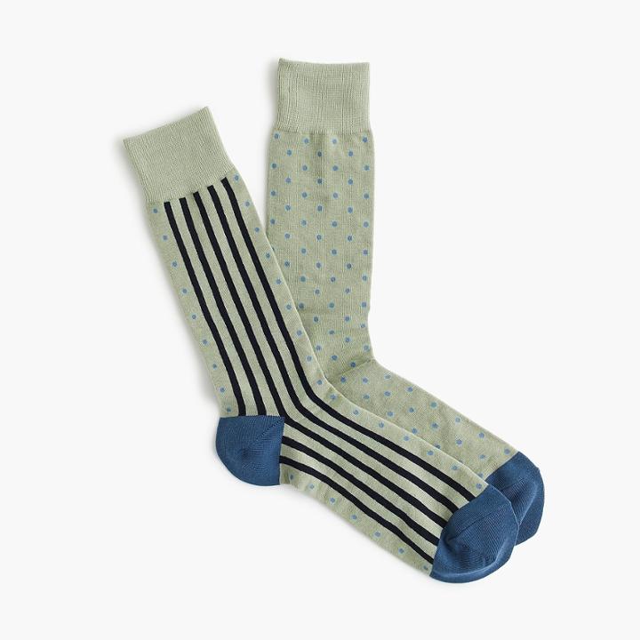 J.Crew Blue striped dot print socks