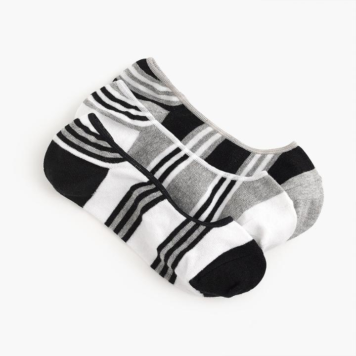 J.Crew No-show socks three-pack in black and white