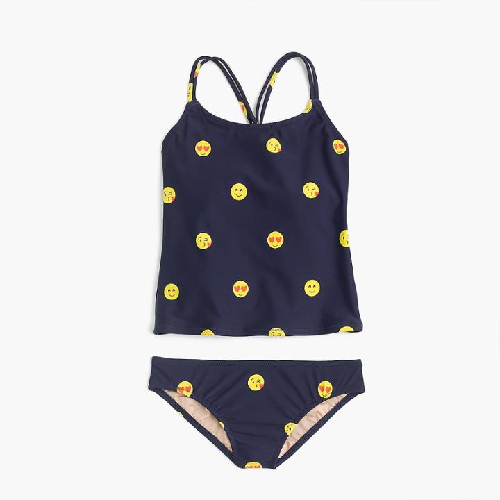 J.Crew Girls' tankini set in emojis