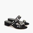 J.Crew Double-strap suede slides with pearls